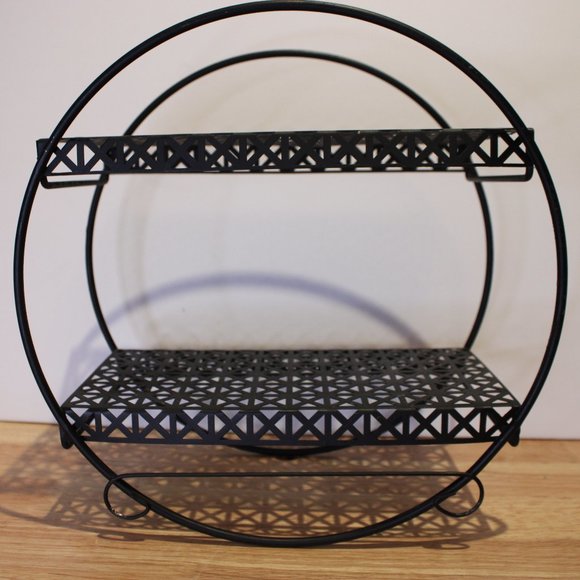n/a Wall Decor Vintage Mcm Metal Circle Shelf Black Wall Shelving